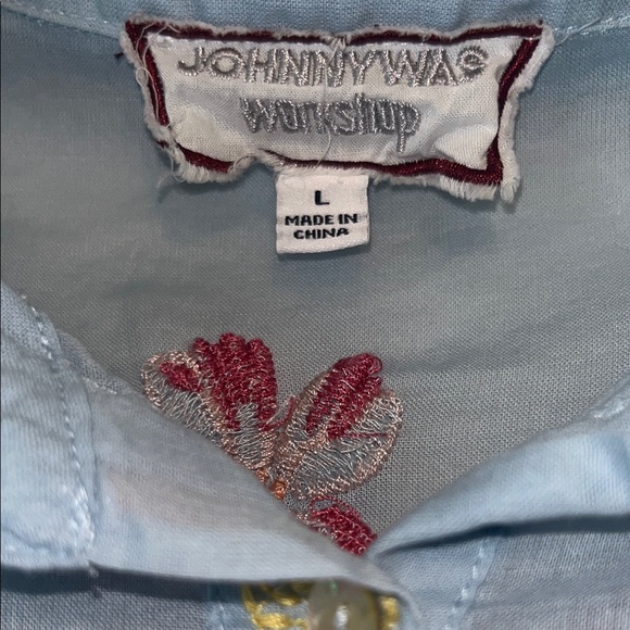 Johnny Was Multicolor Embroidered Blue Blouse - Picture 2 of 12
